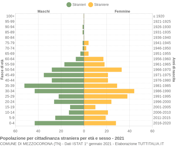 Grafico cittadini stranieri - Mezzocorona 2021