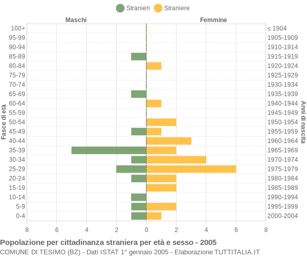 Grafico cittadini stranieri - Tesimo 2005