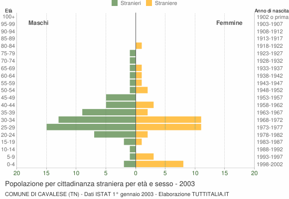 Grafico cittadini stranieri - Cavalese 2003