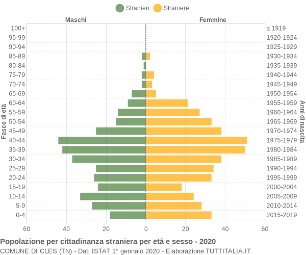 Grafico cittadini stranieri - Cles 2020