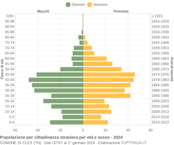 Grafico cittadini stranieri - Cles 2024