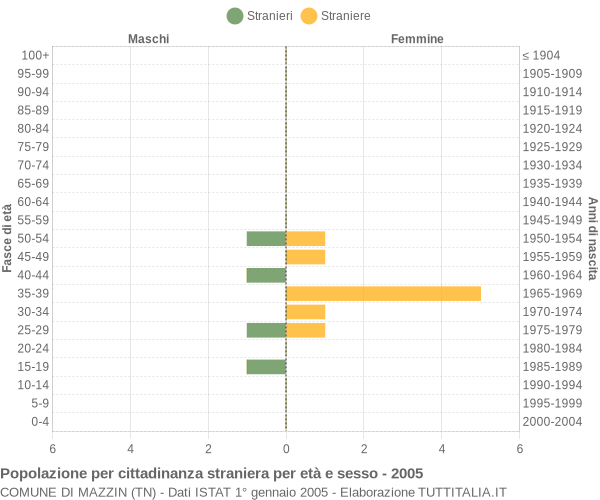 Grafico cittadini stranieri - Mazzin 2005