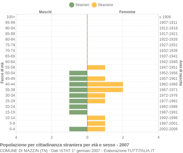 Grafico cittadini stranieri - Mazzin 2007