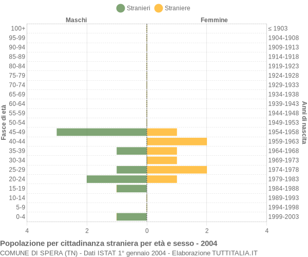 Grafico cittadini stranieri - Spera 2004