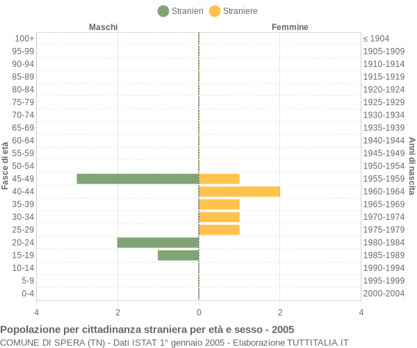 Grafico cittadini stranieri - Spera 2005