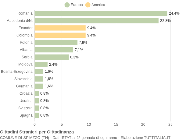 Grafico cittadinanza stranieri - Spiazzo 2009