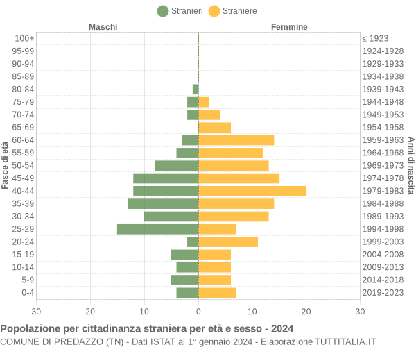 Grafico cittadini stranieri - Predazzo 2024