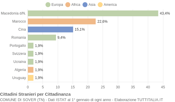 Grafico cittadinanza stranieri - Sover 2005