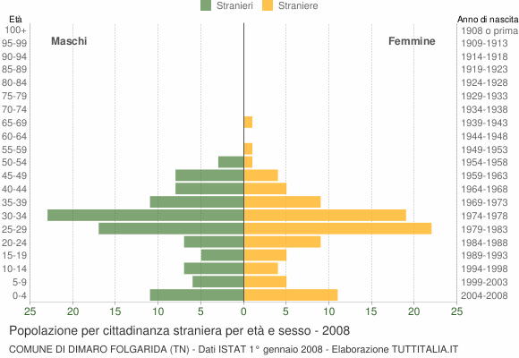 Grafico cittadini stranieri - Dimaro Folgarida 2008