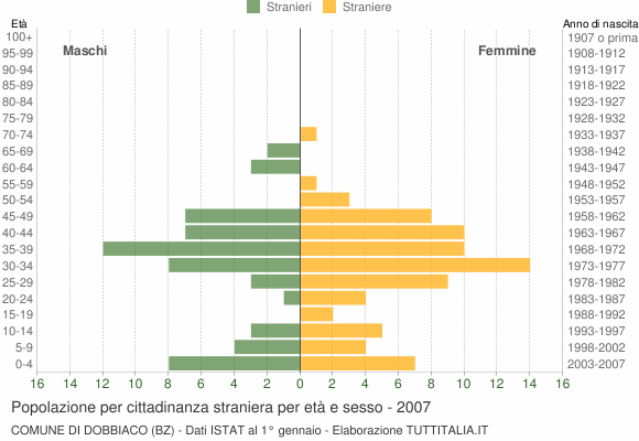Grafico cittadini stranieri - Dobbiaco 2007