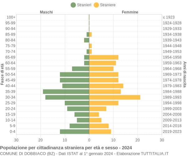 Grafico cittadini stranieri - Dobbiaco 2024