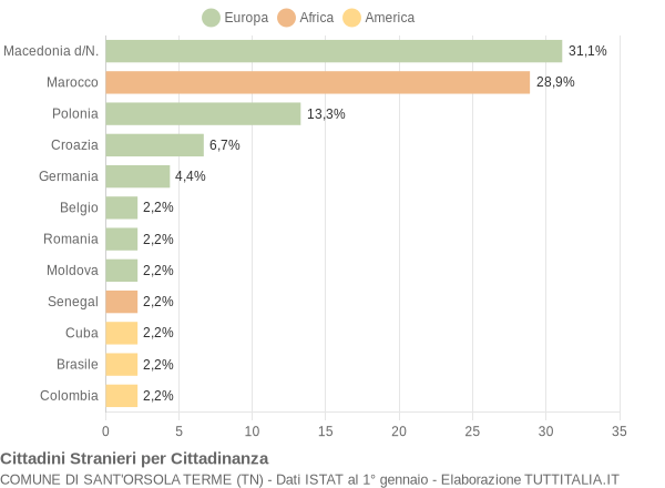 Grafico cittadinanza stranieri - Sant'Orsola Terme 2006