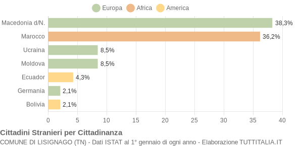 Grafico cittadinanza stranieri - Lisignago 2011