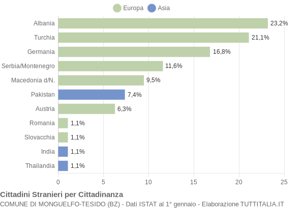 Grafico cittadinanza stranieri - Monguelfo-Tesido 2004