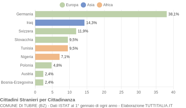 Grafico cittadinanza stranieri - Tubre 2019