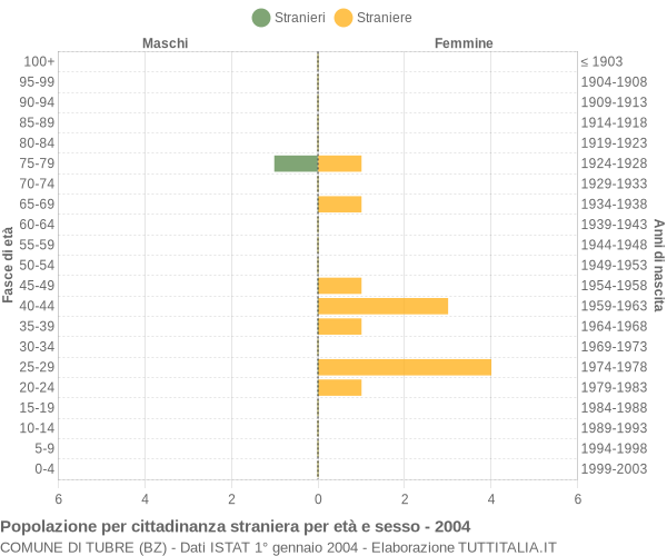 Grafico cittadini stranieri - Tubre 2004