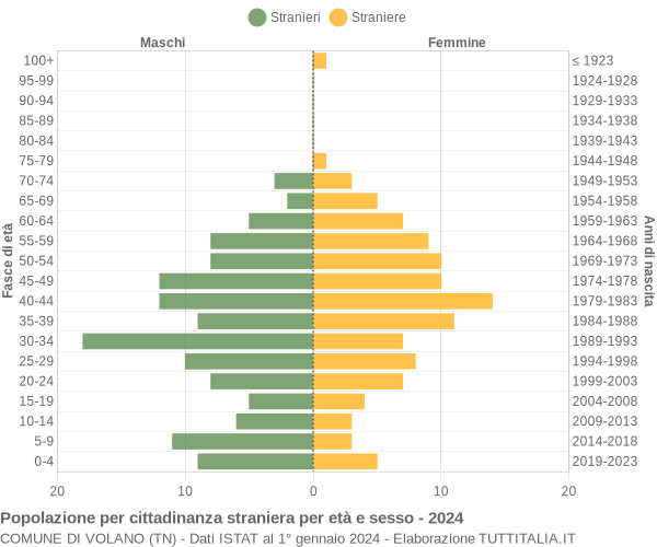 Grafico cittadini stranieri - Volano 2024