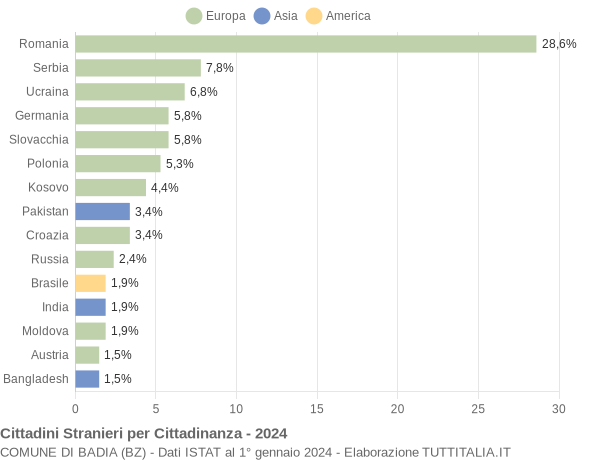 Grafico cittadinanza stranieri - Badia 2024