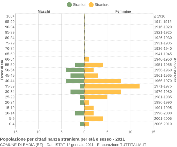 Grafico cittadini stranieri - Badia 2011