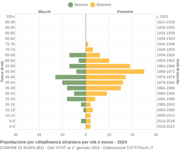 Grafico cittadini stranieri - Badia 2024