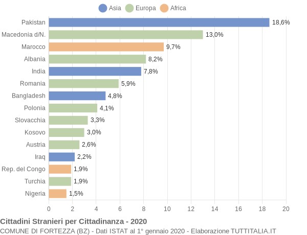 Grafico cittadinanza stranieri - Fortezza 2020