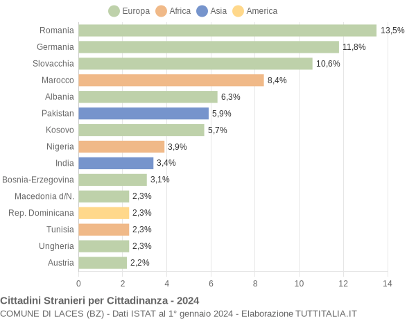 Grafico cittadinanza stranieri - Laces 2024