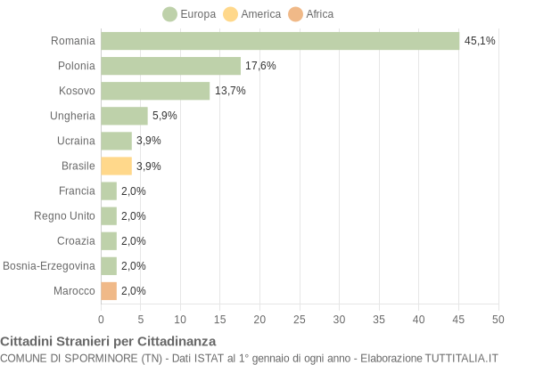 Grafico cittadinanza stranieri - Sporminore 2017