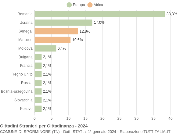 Grafico cittadinanza stranieri - Sporminore 2024