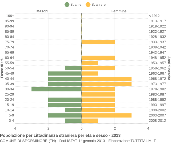 Grafico cittadini stranieri - Sporminore 2013