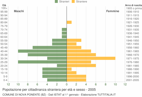 Grafico cittadini stranieri - Nova Ponente 2005
