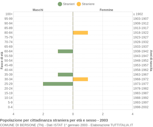 Grafico cittadini stranieri - Bersone 2003