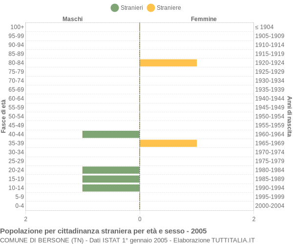 Grafico cittadini stranieri - Bersone 2005