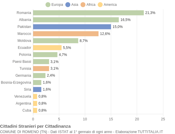 Grafico cittadinanza stranieri - Romeno 2015