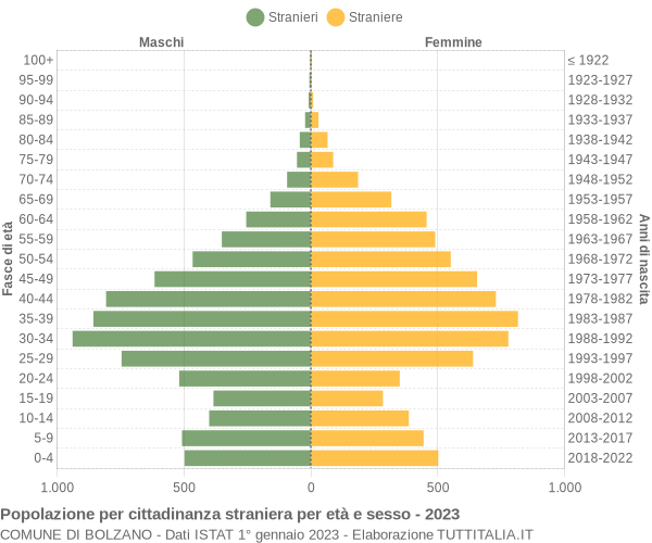 Grafico cittadini stranieri - Bolzano 2023