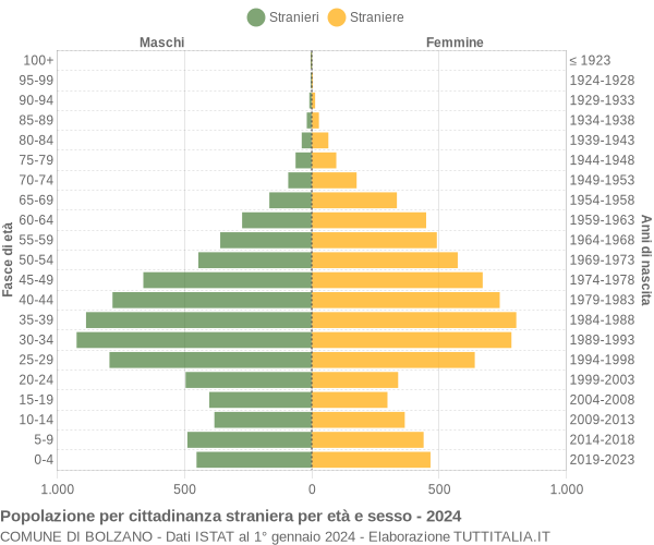 Grafico cittadini stranieri - Bolzano 2024