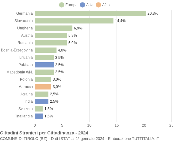 Grafico cittadinanza stranieri - Tirolo 2024