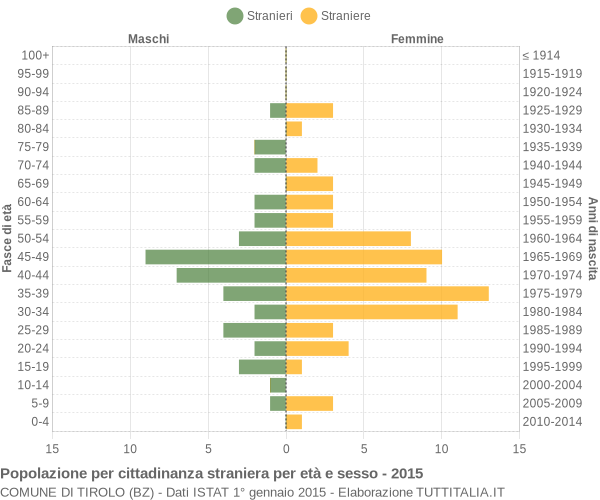 Grafico cittadini stranieri - Tirolo 2015