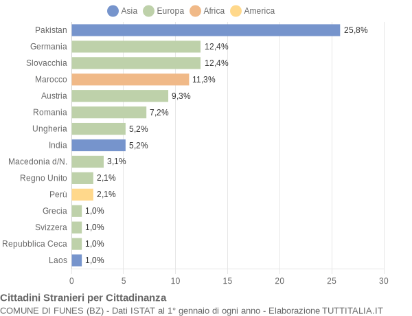 Grafico cittadinanza stranieri - Funes 2014