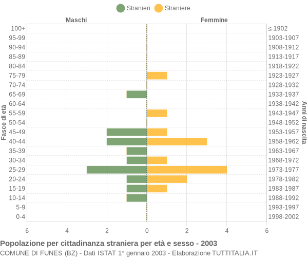 Grafico cittadini stranieri - Funes 2003