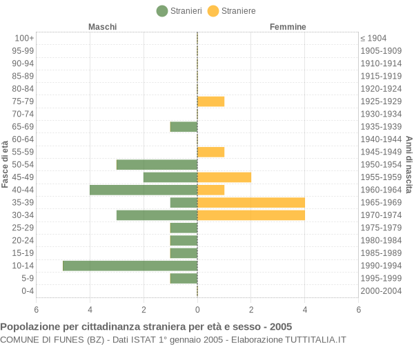 Grafico cittadini stranieri - Funes 2005