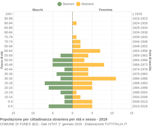 Grafico cittadini stranieri - Funes 2019