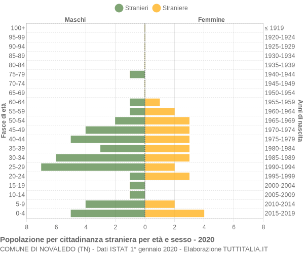 Grafico cittadini stranieri - Novaledo 2020