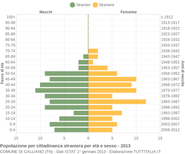 Grafico cittadini stranieri - Calliano 2013