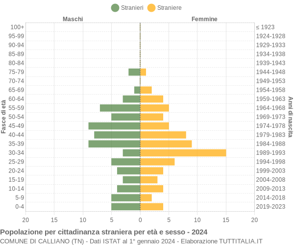 Grafico cittadini stranieri - Calliano 2024