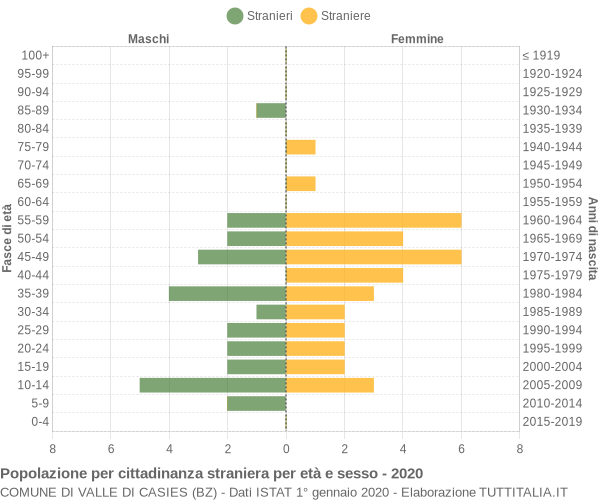 Grafico cittadini stranieri - Valle di Casies 2020