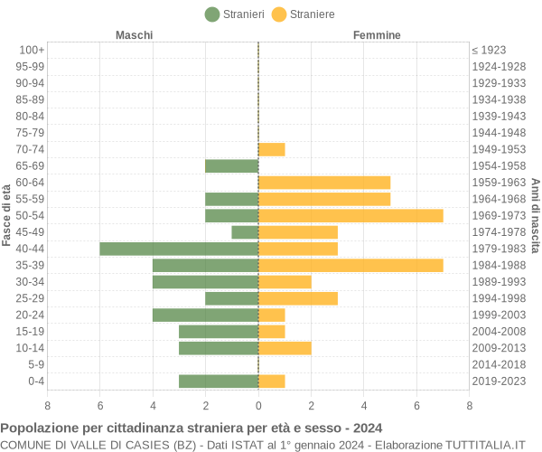 Grafico cittadini stranieri - Valle di Casies 2024