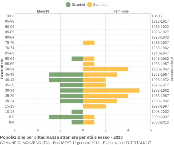 Grafico cittadini stranieri - Molveno 2013