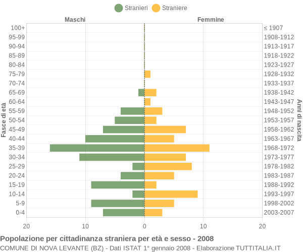 Grafico cittadini stranieri - Nova Levante 2008