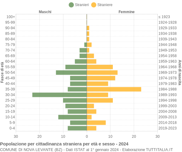 Grafico cittadini stranieri - Nova Levante 2024