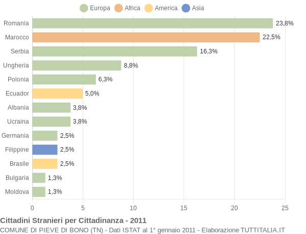 Grafico cittadinanza stranieri - Pieve di Bono 2011